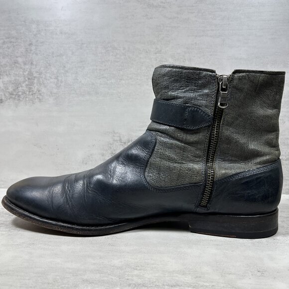 John Varvatos Star USA Leather Zip Ankle Boots - Men's Size 11 - Gray - Picture 5 of 10